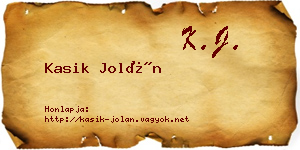 Kasik Jolán névjegykártya