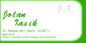 jolan kasik business card